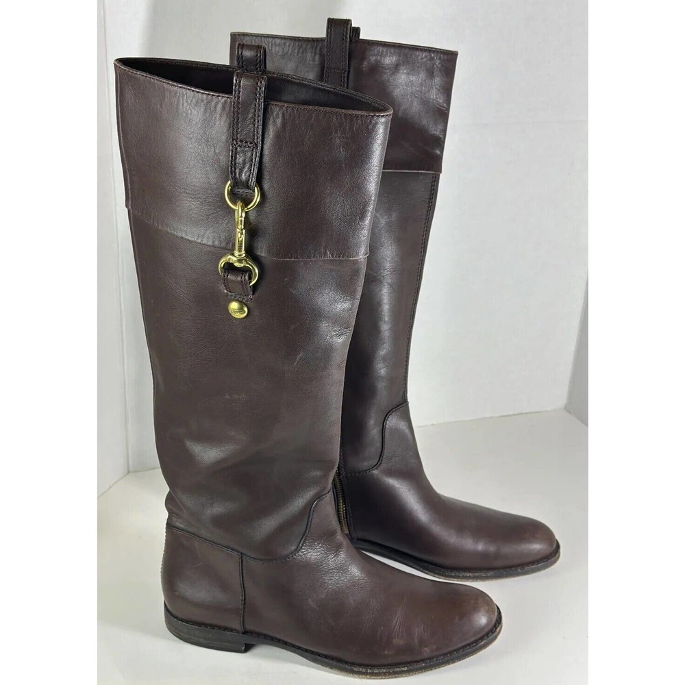 Coach Martta Tall Riding Boots Brown Leather Shoes Women's Size 8.5 B - Picture 16 of 16